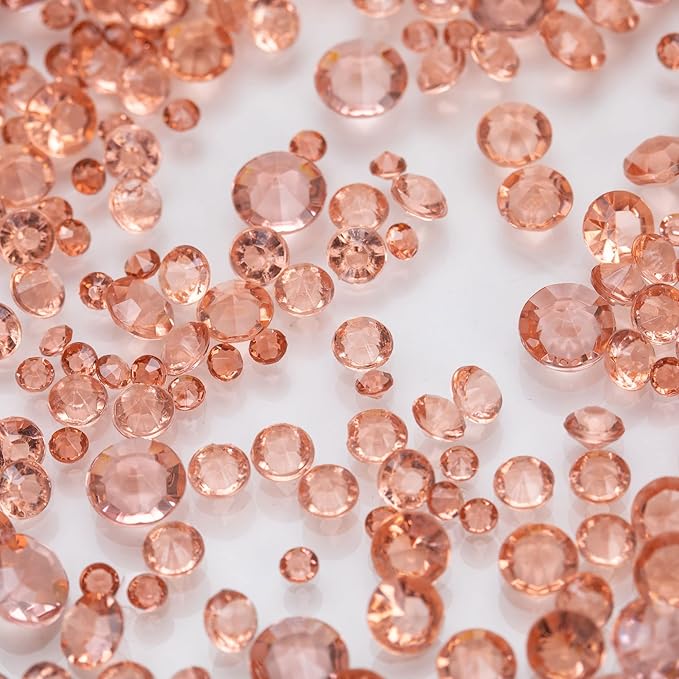 Vase Fillers for Centerpieces Home Deco,8700 Pieces Rose Gold Diamond Table Confetti,Fake Plastic Gems for Bridal Shower,Wedding & Party Decorations