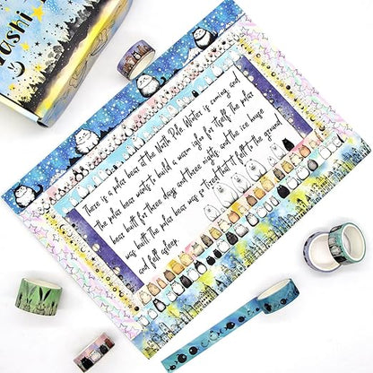 Cute Washi Tape Set - 24 Rolls Kawaii Animals Decorative Washi Tape for Scrapbooking Supplies, Bullet Journal Supplies, Junk Journal, Kids Art Craft Tape