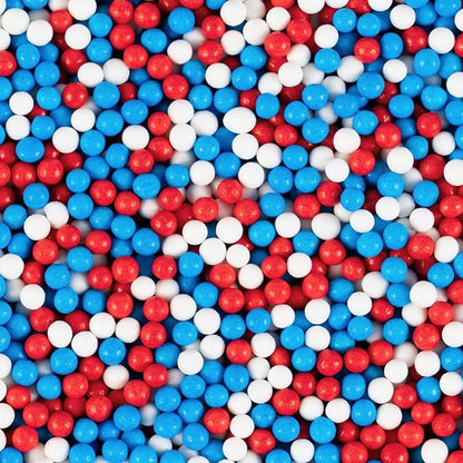 Red White & Blue Sprinkles for Baking (7oz) - Patriotic Nonpareils & Mini Pearls Mix, 4th of July Cake Decorations, Cookie & Cupcake Topper, Ice Cream Toppings, USA Flag Colors