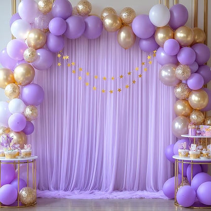 Lavender Tulle Backdrop Curtains for Parties Baby Shower Birthday Wedding 10ft X 8ft Sheer Backdrop Curtains for Butterfly Elephant Memaid Photoshoot Decorations