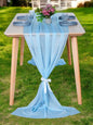 MDS 2 Pack 14ft Chiffon Table Runner 29 x 170 Inches Sheer Wedding Runner Romantic Rustic Table Runner for Wedding Decorations, Birthday Parties, Bridal Shower Party Arch Decor - Turquoise