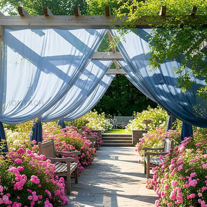 Wedding Arch Draping Fabric 29" x 19Ft Sheer Drapes for Backdrop Wedding Ceremony Reception Ceiling Decor Curtain Baby Bridal Shower Decoration (Dusty Blue, 1 Panel)