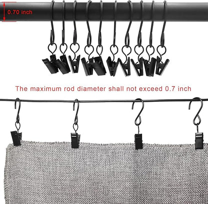 Stainless Steel S Hooks Curtain Clips, 50 Pack Hanging Party Lights Clips, Hangers Gutter Photo, Art Craft Display, 3 Inch Long, Black