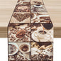 Coffee Theme Table Runner, Rustic Farmhouse Coffee Cup Latte Cappuccino Tea Party Cafe Table Center Decor for Home Kitchen Dining Patio Holiday Party Indoor Outdoor Table Decorations, 13"x36" Inch