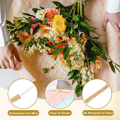 uxcell 55 Yards Floral Bind Wire Wrap Twine, 1mm Floral Wire Vine Bind Wire Rustic Craft Wire for DIY Projects Flower Bouquet Making Wreath Gift Wrapping Wedding Decoration, Khaki