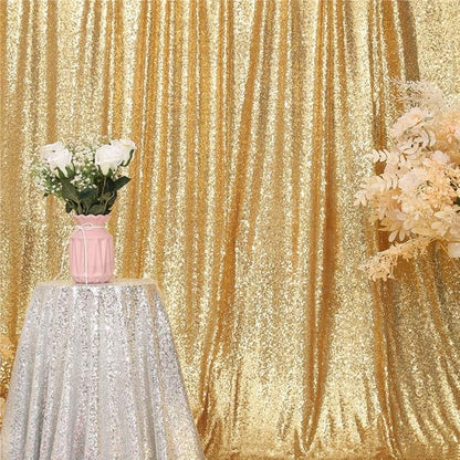 Eternal Beauty Gold Sequin Backdrop, 6x8 Ft Glitter Background Curtains for Shimmer Photography Party Wedding Birthday Back Drop Decor