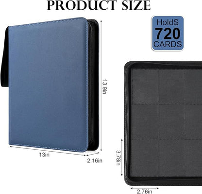 GEAoffice 12 Pocket Card Binder for 720 Cards, Premium Sturdy Baseball Card Holder Album, Ringless Side Loading Collection Binder for MTG, TCG, Game & Sports Cards, Non-PVC, Navy Blue
