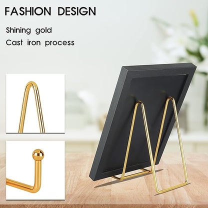 Decolore 6 Inch 5 Pack Gold Metal Display Stands Plate Stand Display Stands for Picture, Decorative Plate, Book, Photo Easel, Artistic Work