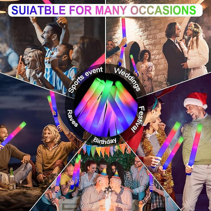 LifBetter Light Up Glow Sticks Bulk, LED Foam Sticks in The Dark with 3 Modes Flashing Led Foam Multicolor Batons Light up Party Favors for Birthdays, Weddings, Concerts, Festivals (156pcs)