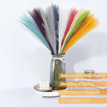 90 Pcs Rainbow Pampas Grass Decor 21.7 Inch Faux Pampas Grass Bulk Artificial Dried Flowers Small Vase Filler Pompas Grass.
