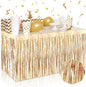 3 Pack 29 x108 Inch Champagne Gold Foil Fringe Table Skirts Metallic Banner for Tinsel Streamer Garland Backdrop for Parade Floats Wedding Thanksgiving Birthday Christmas New Year Party Decoration