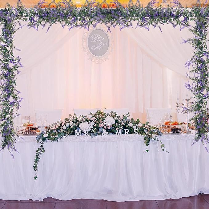 MAKHOT 6Ft Purple Lavender Artificial Garland Decor, Spring Summer All Year Lavender Deep Purple Garland, Green Wreath Vines Decorations for Table Home Wedding Mantle Arch Porch Party