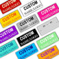 Custom Name Tags ID Badges with Logo Name Personalized Name Badges Custom Name Tag ID Badge with Pin Backing Customizable Name Tag for Business Offices Stores Restaurant, 1.5x2.8 in, 5PCS