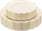 60Pcs Heavy Weight Ivory Plastic Plates with Gold Trim, Heavy Duty Wedding Plates, Elegant Disposable Plate Sets include 30 10" Dinner & 30 7" Dessert Plates for Party & Wedding(30 Guests)