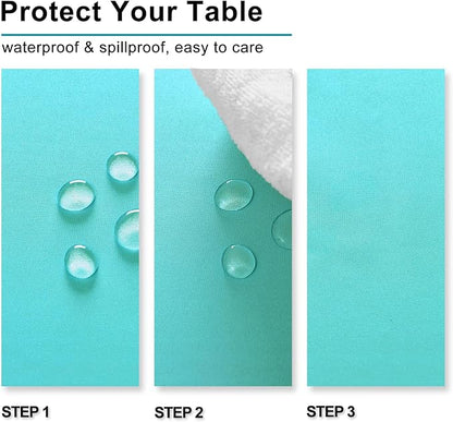 Hiasan 2 Pieces Solid Square Tablecloth - Waterproof and Spillproof Washable Polyester Fabric Table Cloth for Kitchen and Dining Room, Aqua, 54 x 54 Inch