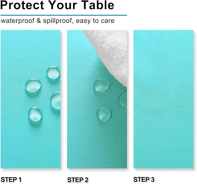 Hiasan Solid Square Tablecloth - Waterproof and Spillproof Washable Polyester Fabric Table Cloth for Kitchen and Dining Room, Aqua, 54 x 54 Inch