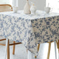 Pastoral Square Tablecloth - 60 x 60 Inch - Beige Linen Table Cloth - Washable Table Cover with Dust-Proof Wrinkle Resistant for Restaurant, Picnic, Indoor and Outdoor Dining, Floral (Dark Blue)