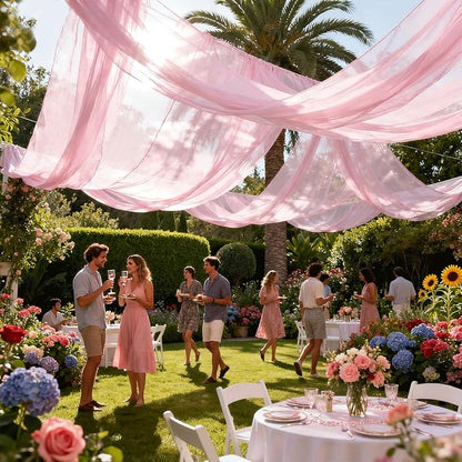 Wedding Arch Draping Fabric 29" x 18 FT Light Pink Sheer Chiffon Outdoor Curtain Drapes for Wedding Birthday Party Ceremony Decor(1 Panel, Light Pink)