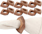 Wooden Napkin Rings Set of 12 Fall Decor for Home Square Acacia Wood Napkin Holders for Dining Table Settings Wood Napkin Ring Rustic Table Décor for Weddings, Parties, and Everyday Use - CLEENTABLE