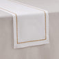 Cotton Linen Table Runner 90 Inches Long – Motif Embroidery White Dining Table Runner for Spring, Summer, Wedding Decoration, Gift – Machine Washable Fabric