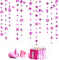 Hot Pink 10th Birthday Decorations Number 10 Circle Dot Twinkle Star Garland Metallic Hanging Streamer Banner Backdrop for Girls Double Digits Ten Year Old Birthday 10th Anniversary Party Supplies