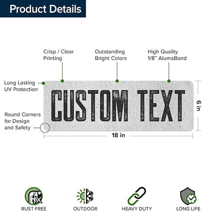 Custom Sign, Custom Street Sign, 11 Font Colors, 13 Font Styles, 4 Hole Options, 22 Sizes, 6x18 Inches, Rust Free DiBound, Fade Resistant, Made in USA by My Sign Center (Concrete)