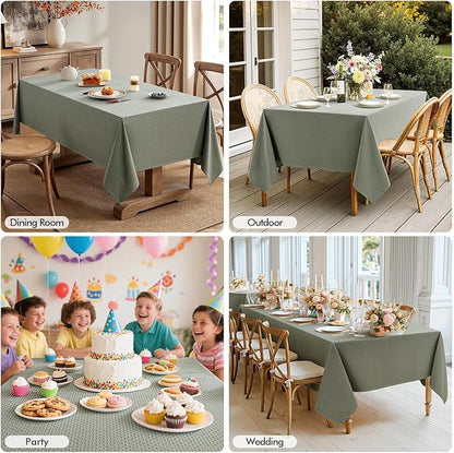 MIULEE Olive Green Linen Cottton Table Cloth Rectangle Tablecloth Waterproof Spillproof Cross-Star Textured Table Cltoth Decorative Farmhouse Style for Dining Party Weddings 52x70 Inch