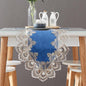 Vintage Lace Dining Table Runner, 108 Inches Macrame Coffee Table Runners for Kitchen Home Christmas Party Decorations (16x108 inch,Blue)