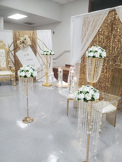 BLOSMON White Roses Artificial Flowers: 2 Pcs Fake Floral Balls Centerpiece for Wedding Table - Artificial Silk Kissing Bouquet Flower Arrangement for Home Party Event Decor