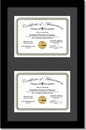 Creative Picture Frames 14X20Bk-B Black Vertical Double Diploma Frame With 2 Opening Black Mat, Holds 2-8.5X11-Inch Documents With Wall Hanger