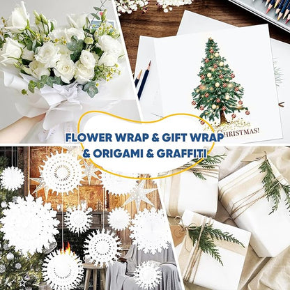 Drawing Paper Roll for Kids Art Supplies, 17.6"x1200" (100') Easel Craft Decorative Paper, White Eid Gift Wrapping Paper, Solid Color Poster Kraft Paper, Perfect for Valentine's Day, Wedding, Birthday