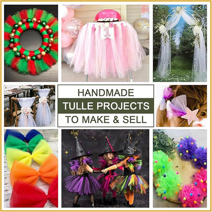 Pink Tulle Fabric Roll 6 Inch X 300 FT (100 Yards) Matte Tulle Ribbon Netting Mesh Spool for DIY Tutu Skirt Wedding Bow Gift Wrapping Baby Shower Christmas Party Halloween Decorations