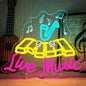 Live Music Neon Sign Jazz Neon Signs For Wall Decor Saxophone Led Lights Colorful Light Up For Music Studio Bar Club Party Live House Singing Lover Bedroom Decoration Gifts
