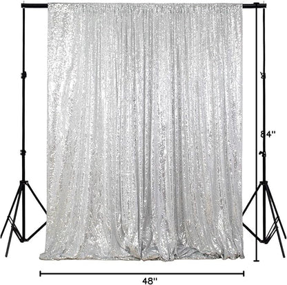 ShinyBeauty Photobooth Background Choice-4FTx7FT-Silver-Sequin backdrops, Sequin Fabric,Wedding backdrops,Rust Backdrop,Sequin Curtains,Photography Backdrop (Buy it Now) (4FTx7FT, Silver)