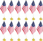 12 Pack USA US Desk Flags,Small Mini American Deluxe Table Flags Set with Stand Base，8.2 x 5.5 inches Miniature Desktop Flag