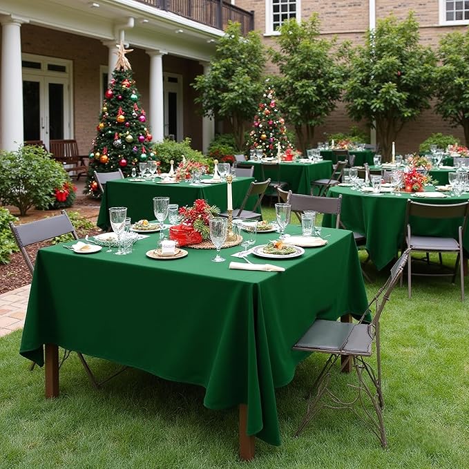 sancua Square Tablecloths 60x60 Inch Hunter Green, 2 Pack - Fabric Table Cloth for Square or Round Tables, Washable Polyester Table Cover for Christmas Dinner, Holiday Party, Display Tables