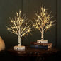 LITBLOOM 2 Sets Lighted Tabletop Birch Tree with Timer USB Plug-in or Battery Operated, Easter Tree Lights 18IN 24 LED for Wedding Party Christmas Table Decoration