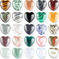 Nuenen 24 Pcs 1 Inch 25mm Natural Heart Shaped Stones Crystals and Gemstones Worry Stones Bulk Love Crystals Set Heart Shaped Rocks Pocket Palm Stone for Stress Reiki Balancing Home Decoration Yoga