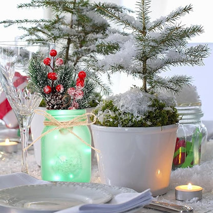 CNVOILA Christmas Centerpiece, Christmas Decor Mason Jars, Mantle Centerpiece Table Decorations, Holiday Table Centerpieces Bulk, Home Mantle Decor, Coffee Table Christmas Decor – 3PC