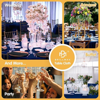 BRILLMAX 8 Pack Navy Blue Round Tablecloths 90 Inch - Circle Bulk Linen Polyester Fabric Washable Table Cloth Cover for Wedding Reception Banquet Birthday Party Buffet Restaurant