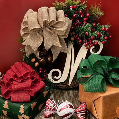 Ribbli Burlap Ribbon Continuous 20 Yard 2.5 Inch Natural Wired Ribbon for Wreaths,Big Bows,Tree Decoration,Outdoor Decoration