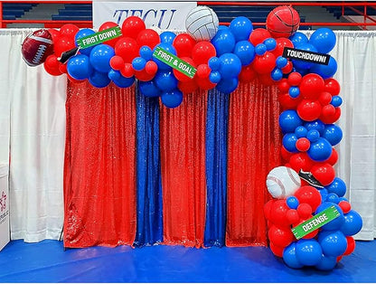JYFLZQ Red Sequin Backdrop Curtains 8ft x 8ft 1 Panel Glitter Photo Booth Backdrops Sparkly Photography Background Drapes for Parties Wedding Bridal Showers