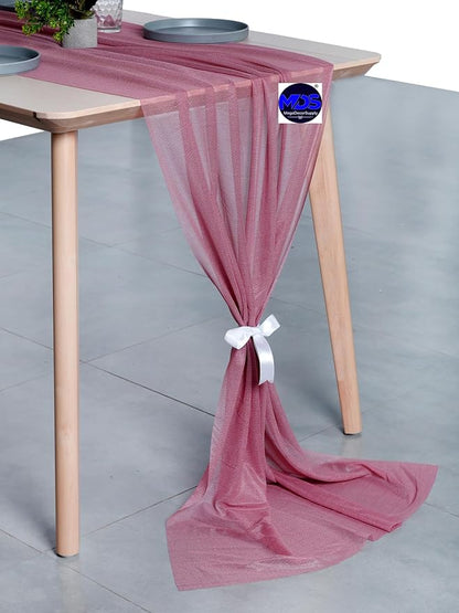 MDS Halloween Chiffon Table Runner - 1 Pack, 29 x 170 Inches, 14ft Each - Sheer Spooky Table Runners for Haunted House Parties, Trick-or-Treat Tables, Witchy Décor, Wedding & Events - mauva