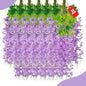 24 Pack Light Purple Wisteria Hanging Flowers, 3.4 Ft Fake Hanging Flowers, Artificial Wisteria Garland Vines for Wedding Room Backdrop Outdoor Patio Garden Decoration