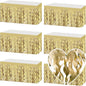 6 Pack 29x108 Inch Light Gold Wave Foil Fringe Table Skirts Metallic Banner for Tinsel Streamer Garland Backdrop for Parade Floats Wedding, Mother's Day, Birthday Mardi Gras Party Decorations