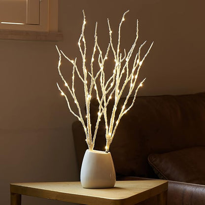 Birchlitland Lighted Birch Branches with Timer Battery Operated 18IN 70L Warm White LED Fairy Lights, Artificial Decorative Branch Lights for Home and Holiday Decoration Indoor Outdoor