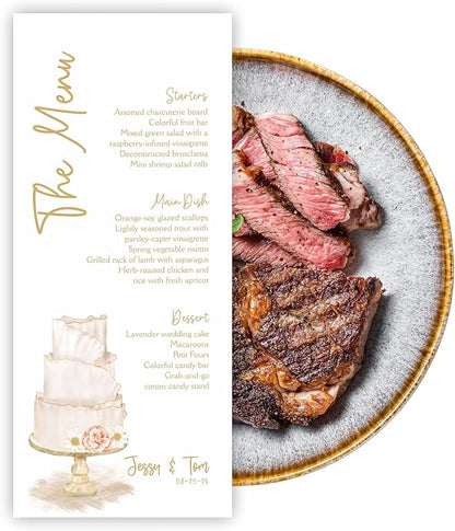 Personalized Printed Wedding Menu, Set of 25 Wedding Menu, Modern Wedding Menu, Simple Menu, Wedding Menu Cards, Dinner Menu Card, Birthday, Shower, Quinceanera, Party, Made in USA
