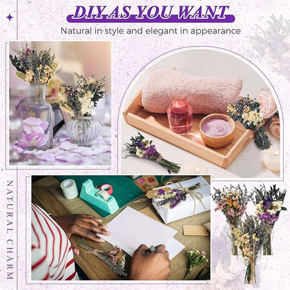 Layhit 12 Pack Boho Dried Flower Bouquet Mini Wedding Handmade Dry Flowers Decor for Vase Crafts DIY Photo Boutonniere for Men Floral Plant for Bridesmaid Gift Birthday Decor