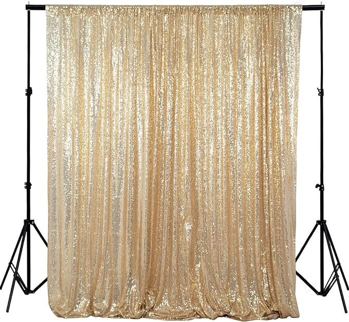 ShinyBeauty PHOTOBOOTH Backdrop - 4FTx7FT - Light Gold Sequin Fabric, Wedding & Rust Backdrop, Photography Curtains