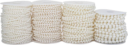 8mm Crafts Faux Pearl Beads Garland Pearl Bead Roll Strand of Pearls to Decorate Floral Centerpieces Wedding Party Favor Christmas Tree(33 Feet Ivory)
